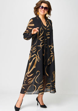 Платье EVA GRANT 7293 черный с принтом