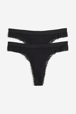 Pack 2 bragas Thong con ribete de encaje Seamless - H&m фото 6