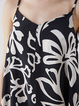 V Yaka ?i?ekli Ask?l? A Kesim Elbise