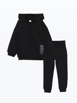 Kap??onlu Erkek Bebek Sweatshirt ve E?ofman Alt 2li Tak?m