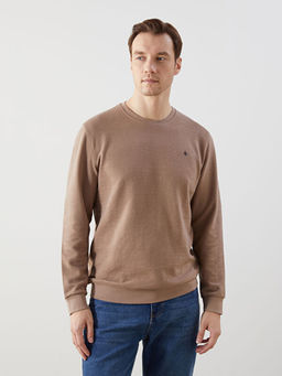 Bisiklet Yaka Uzun Kollu Bask?l? Erkek Sweatshirt