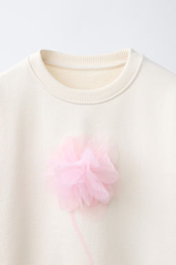 SUDADERA FLOR 3D TUL / Crudo - Zara фото 3