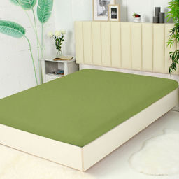 Простыня из сатина гладкокрашенного на резинке - Зеленый тростник 160х200х20