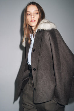 WOOL JACKET WITH FAUX FUR COLLAR ZW COLLECTION - Zara фото 17