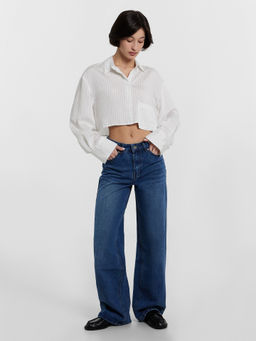 Рубашка женская укороченная в полоску