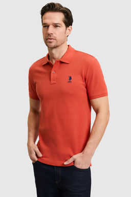 Erkek Slim Fit Polo Yaka Kiremit Basic Ti__rt