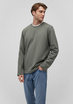 Yesil Uzun Kollu Basic Tisort - Mavi фото 2