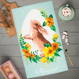 Полотенце пасхальное Доляна С праздником 35х60 см, 100% хл, 160г/м2