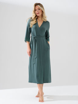 Халат Оптима Флирт из вискозы и лайкры зеленый  фото 4