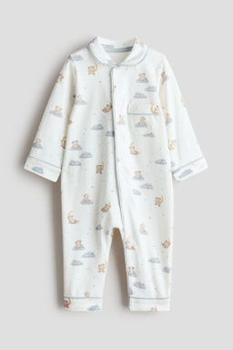Collared cotton sleepsuit