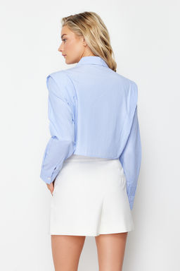 Mavi Kollar? Vatkal? Tasl? Crop Dokuma Gomlek TWOSS24GO00041