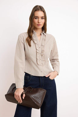 Kahverengi Potikare Bele Oturan F?rf?rl? Gomlek TWOSS26GO00030