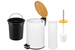 Набор - ведро с педалью 3 л 20*17*25 см + Держатель с ершиком 9,5*9,5*38 см Белый, металл - Elan gallery фото 8