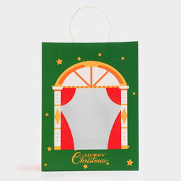 Цена за 2 шт. Пакет подарочный с окном «Театр» 26×35×16 см, зеленый