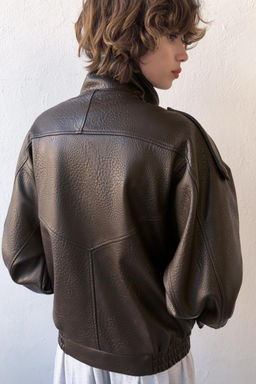 LEATHER EFFECT BIKER JACKET - Zara фото 18
