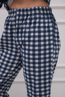 Пижама подростковая из кулирки пенье на манжетах Дрёма клетка синяя - Амадэль фото 7