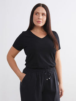 B?y?k Beden V Yaka Kad?n Ti??rt