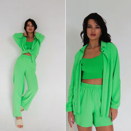 9979 Брюки-палаццо салатовые летние - Martichelli фото 24