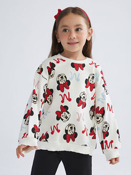 Minnie Mouse Bask?l? K?z ?ocuk Sweatshirt ve Tayt Pantolon 2li