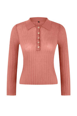 Wardrobe Essentials Kiremit Fitilli Polo Yaka Ince Triko Kazak TWOSS26KZ00004 - Trendyolmilla фото 5