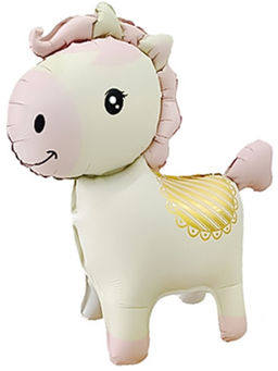 Цена за 2 шт. Воздушный шар фольгированный 3D 25" «Лошадка», кремовый