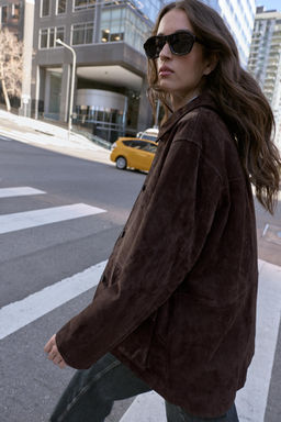 100% LEATHER SUEDE JACKET - Zara фото 7