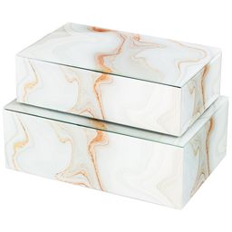 НАБОР ШКАТУЛОК ИЗ 2-Х ШТ КОЛЛЕКЦИЯ МРАМОР 21*12**6,5 СМ / 23*15*8,5 СМ