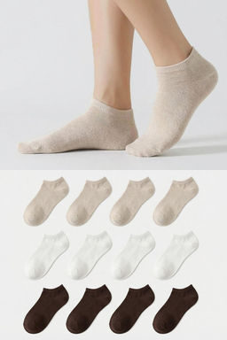 Kahverengi-Cok Renkli 12li Paket Soket Boy Orme Corap TEDAW25CO00002