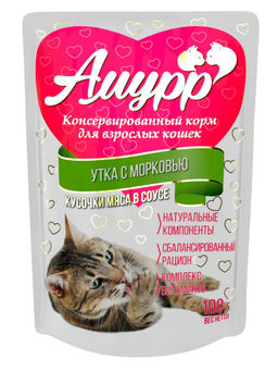 Амурр пауч 100 г. д\кош.в соусе Утка с морковью 4640021010037  фото 2