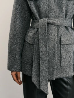 Куртка-рубашка из ткани с ворсом на поясе / Zarina  фото 8