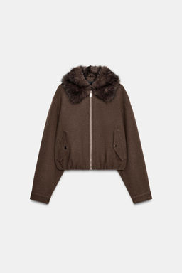 SOFT BOMBER JACKET WITH FAUX FUR COLLAR - Zara фото 8