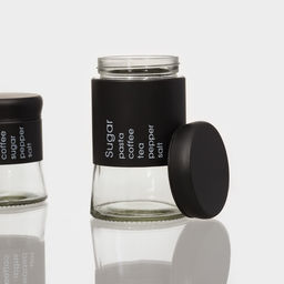 Набор банок стеклянных для сыпучих Трио, 3 предмета: 350/550/750 мл, 9.510.5/15/19.8 см, чёрный - Simaland фото 3
