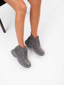 Ботинки 308.927gr.Серый замок замша+серый/мех