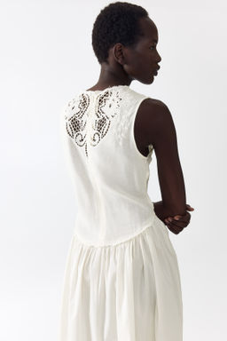 Vestido bordado en mezcla de lino - H&m фото 3