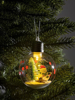Ёлочный шар Снеговик, d=8 см, 1 LED, от батареек, свечение тёплое белое - Luazon lighting фото 2
