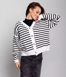 Кардиган #КТ8390, белый,чёрный