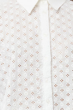 Ekru Brodeli Crop Dokuma Gomlek TWOSS24GO00225 - Trendyolmilla фото 3