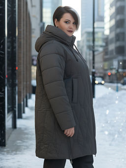 Пальто зимнее утепленное женское большого размера черного цвета 7699Ch - Visdeer фото 20