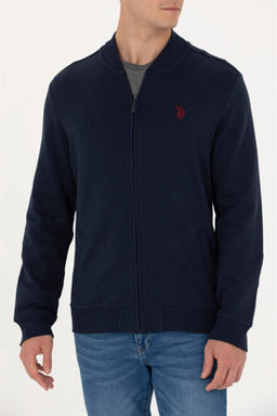 U. S. Polo Assn Мужской темно-синий вязаный кардиган с воротником стойкой - U.s. polo assn фото 12