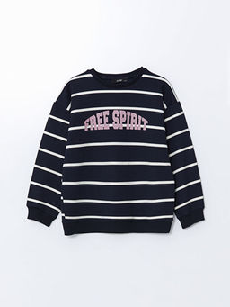 Bisiklet Yaka Bask?l? K?z ?ocuk Sweatshirt