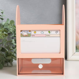 Шкатулка - органайзер для хранения мелочей «Лаконичность», пластик, розовая, 12×14.2×21 см