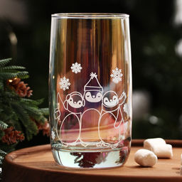 Стакан стеклянный «Пингвины», 330 мл