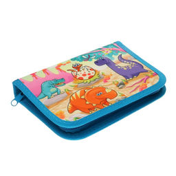 Пенал школьный на молнии, ткань 13×19.5 см «Динозаврики», 1 секция