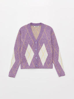 V Yaka Desenli Uzun Kollu K?z ?ocuk Triko H?rka - Waikiki фото 3