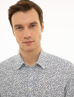 Темно-синяя приталенная рубашка с длинным рукавом - Cacharel фото 2