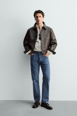 CAZADORA CROPPED FIT PIEL LIMITED EDITION / Marr?n