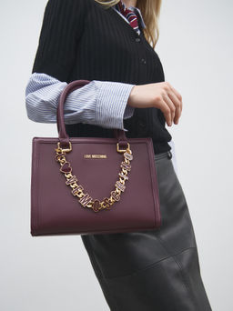 Женский тоут LOVE MOSCHINO DANGLING Артикул 4561262, фиолетово-бордовый  фото 2