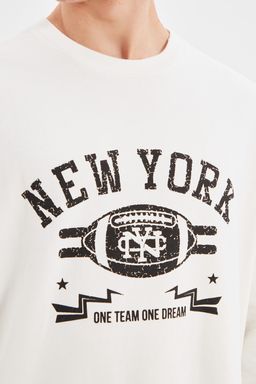 Ekru Oversize/Genis Kesim Uzun Kollu Bask?l? Sweatshirt TMNAW22SW0587 - Trendyolmilla фото 3