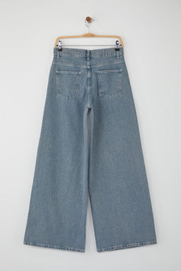 Teen Mavi Gri Yuksek Bel Genis Paca Wide Leg Palazzo Jeans TWOAW26JE00065 - Trendyolmilla фото 6