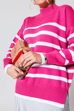 Джемпер KOKOdea POLOSANA ягода+белый  фото 6